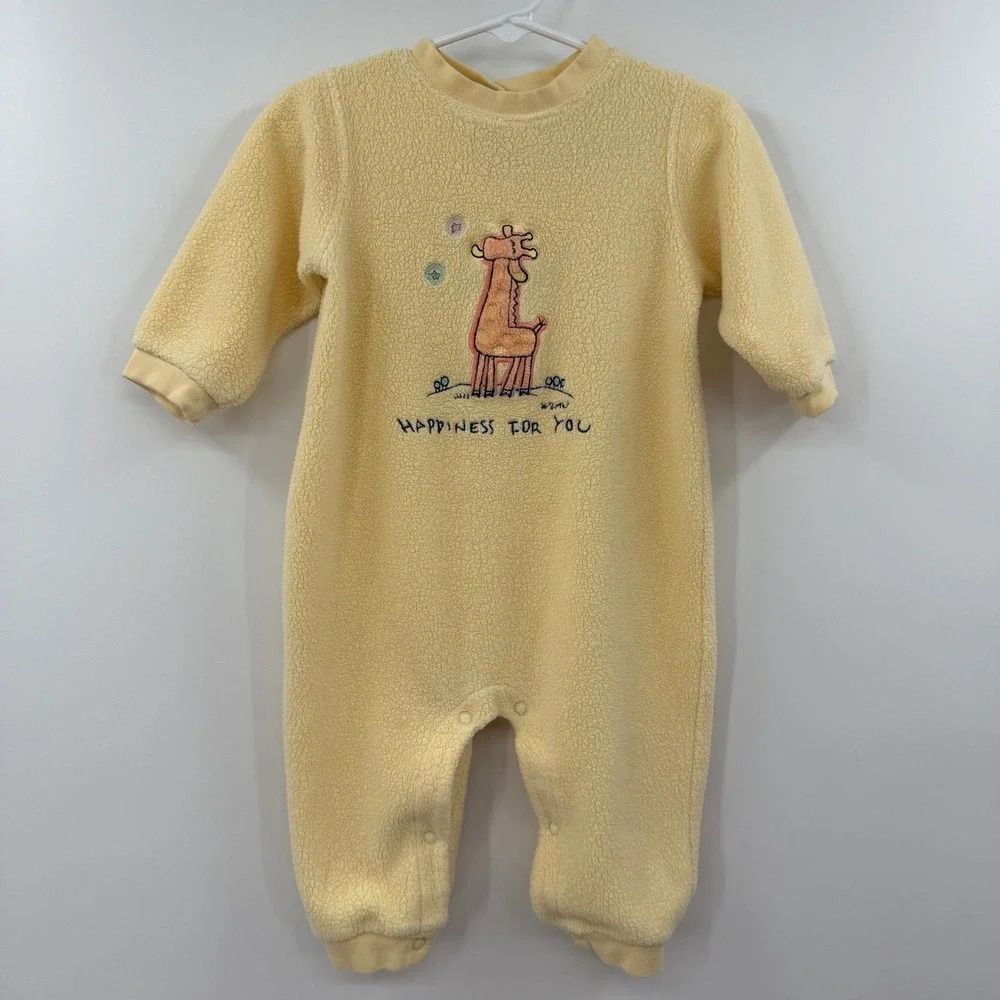 Baby vintage carters yellow fleece one piece happiness for you giraffe size 6-9